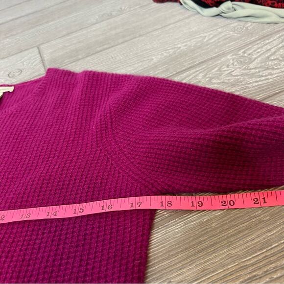 White + Warren waffle texturized cashmere sweater fuchsia pink sz S - Picture 4 of 5